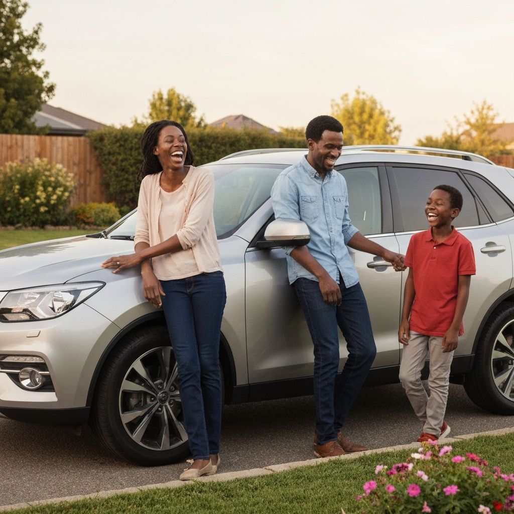African family with car insurance protection