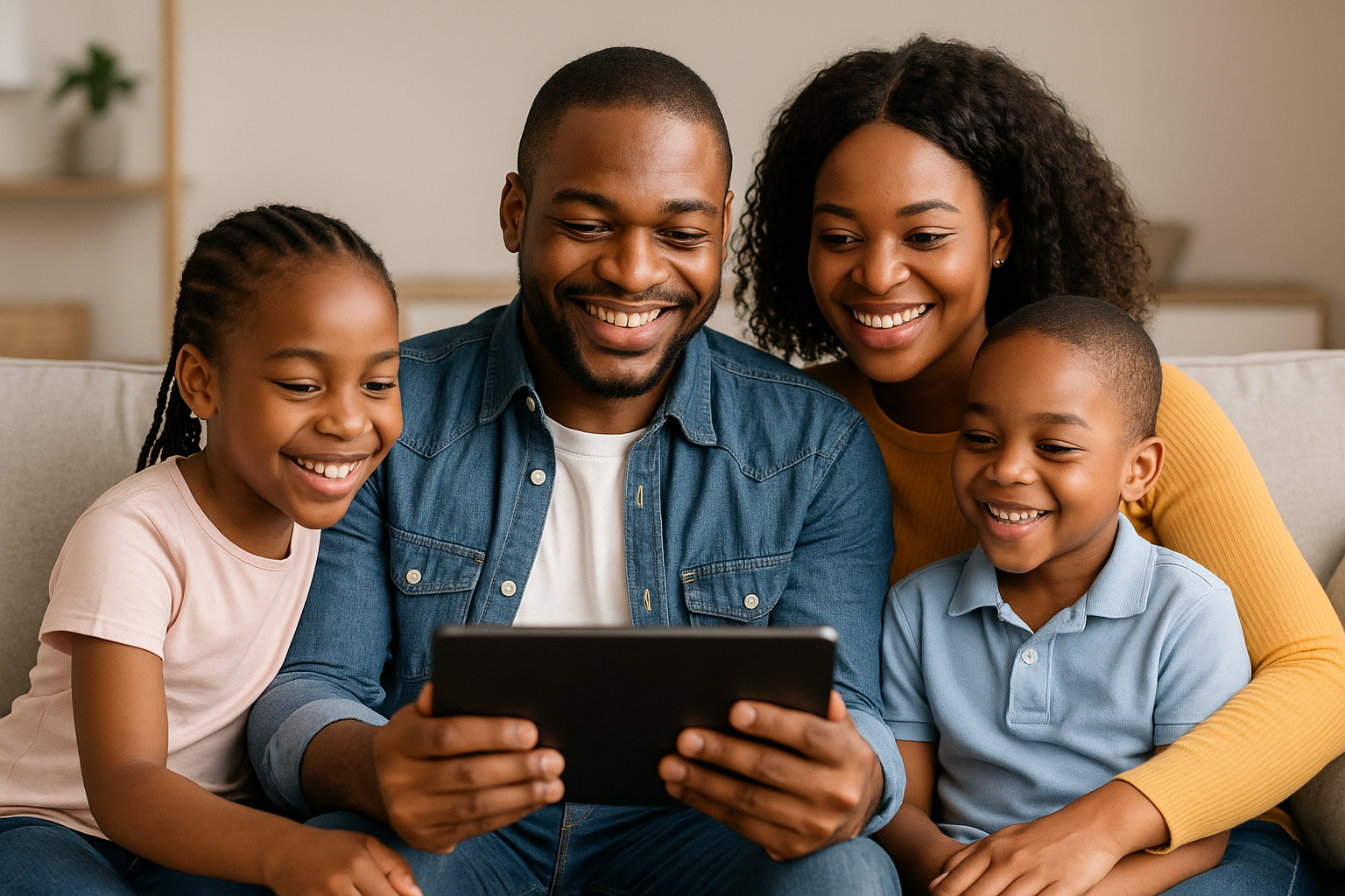 Family comparing medical aid plans